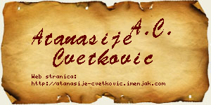 Atanasije Cvetković vizit kartica